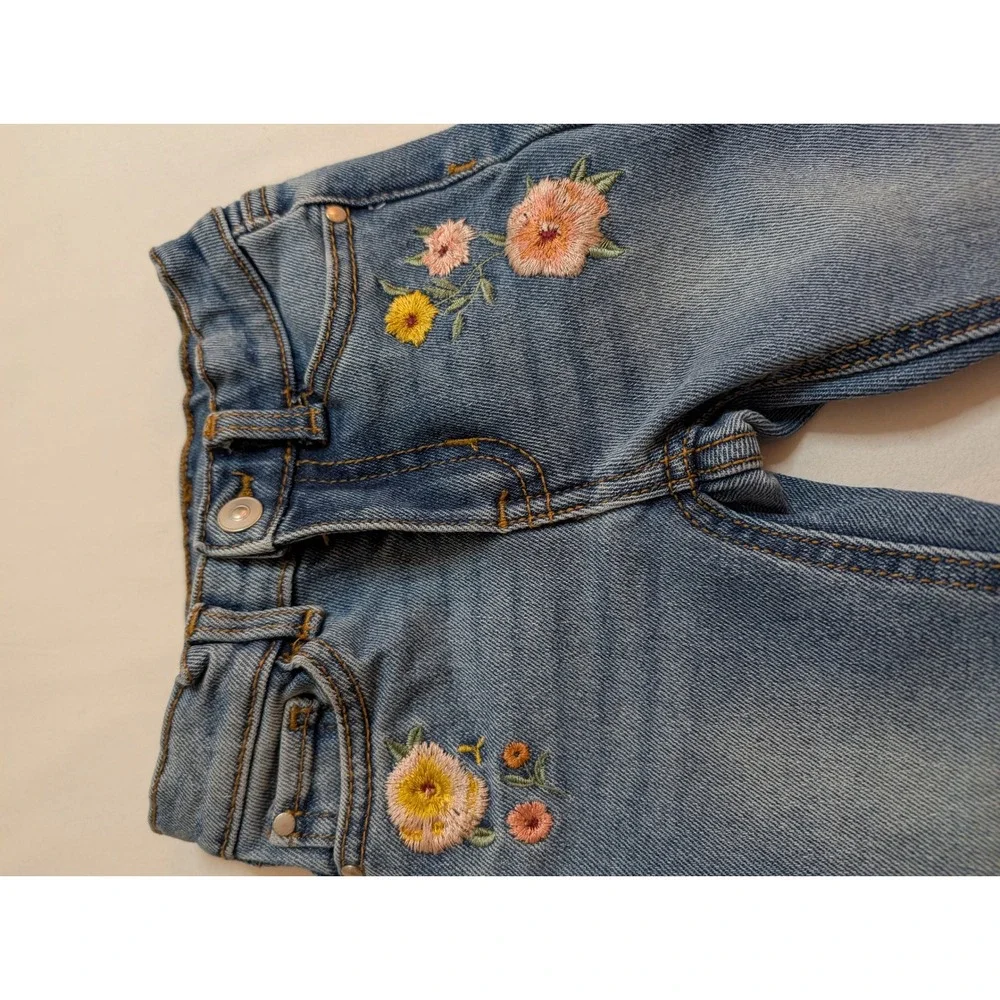 Wonder Nation Girls 2T Medium Wash Floral Embroidered‎ Flare Jeans WA32100078104
